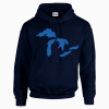 Hoodie Blue with Great lakes on the front